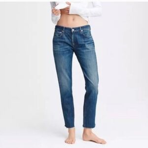 Rag & Bone Dre Low-Rise Slim Boyfriend Jeans Size 30 Dark Wash Raw Hem USA Made
